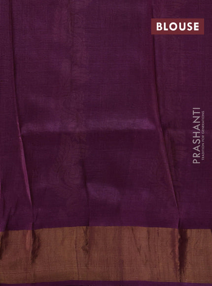 Wine Pure Tussar Saree - Geometric Prints