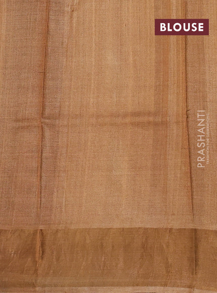 Green & Mustard Yellow Pure Tussar Saree - Ajrakh Prints