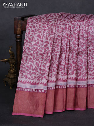 Pink Pure Tussar Saree - Prints