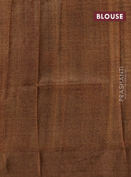Grey & Mustard Yellow Pure Tussar Saree - Kalamkari Prints