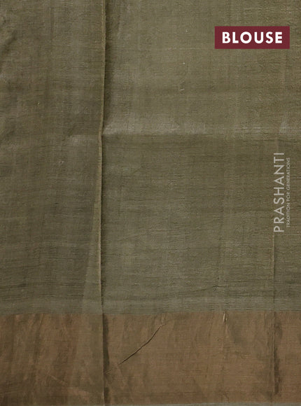 Elaichi Green Pure Tussar Saree - Kalamkari Prints