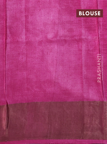 Brown & Pink Pure Tussar Saree - Prints