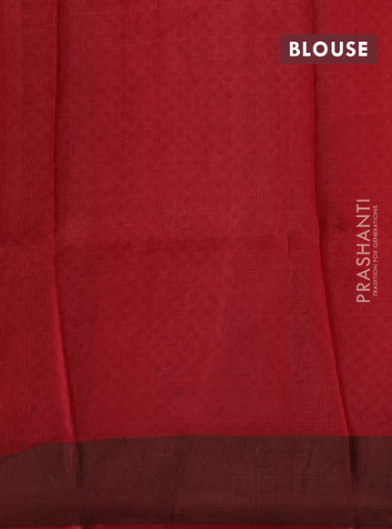 Mustard Yellow & Red Pure Tussar Saree - Prints