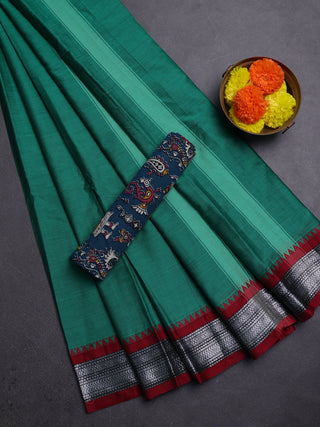 Green & Peacock Green Narayanpet Cotton - Kalamkari Blouse