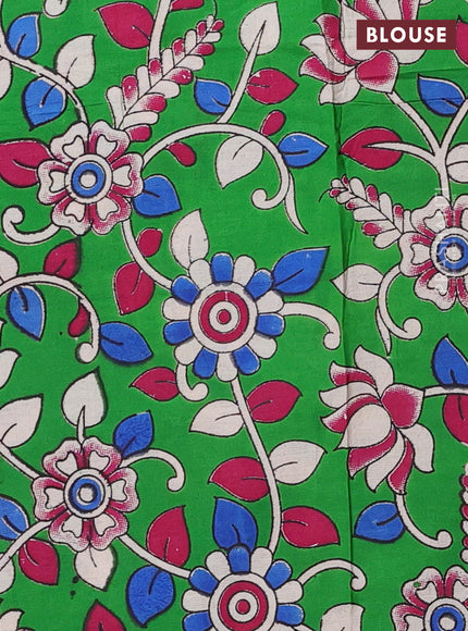 Magenta Pink & Green Narayanpet Cotton - Kalamkari Blouse