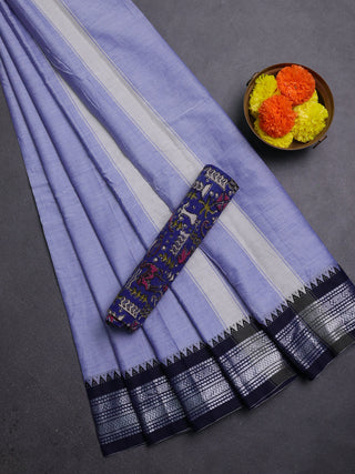 Pastel Blue & Blue Narayanpet Cotton - Kalamkari Blouse