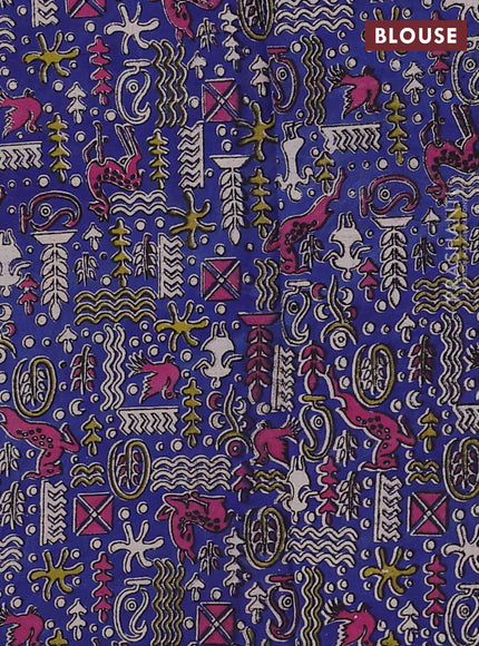 Pastel Blue & Blue Narayanpet Cotton - Kalamkari Blouse
