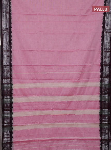 Baby Pink & Coffee Brown Narayanpet Cotton - Kalamkari Blouse