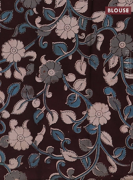 Baby Pink & Coffee Brown Narayanpet Cotton - Kalamkari Blouse