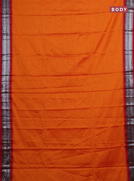 Orange & Green Narayanpet Cotton - Kalamkari Blouse