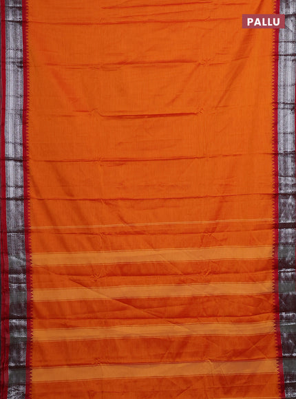 Orange & Green Narayanpet Cotton - Kalamkari Blouse