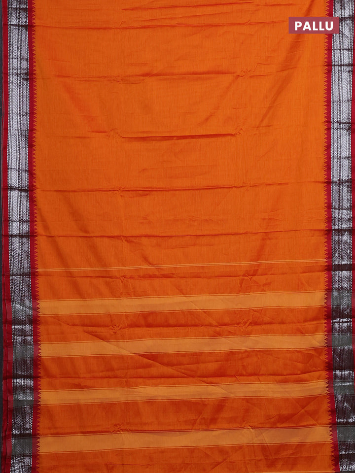 Orange & Green Narayanpet Cotton - Kalamkari Blouse