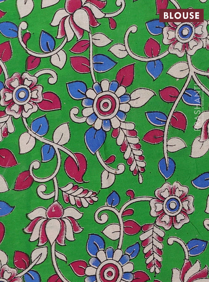 Orange & Green Narayanpet Cotton - Kalamkari Blouse