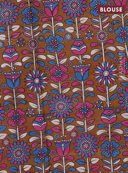 Teal Green & Mustard Yellow Narayanpet Cotton - Kalamkari Blouse