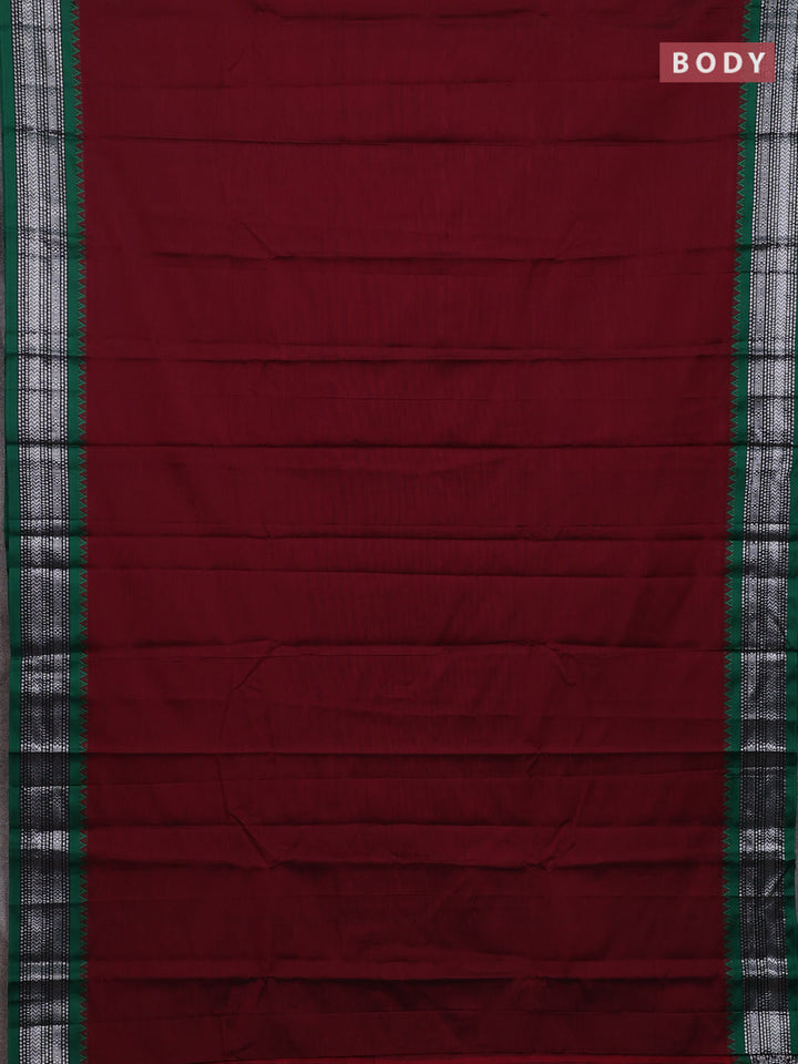 Maroon & Green Narayanpet Cotton - Kalamkari Blouse