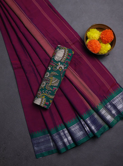 Magenta Pink & Green Narayanpet Cotton - Kalamkari Blouse