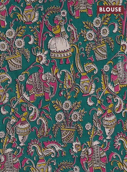 Magenta Pink & Green Narayanpet Cotton - Kalamkari Blouse