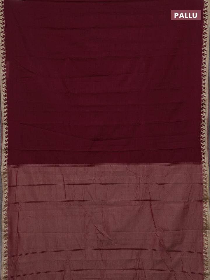 Maroon & Orange Narayanpet Cotton - Kalamkari Blouse