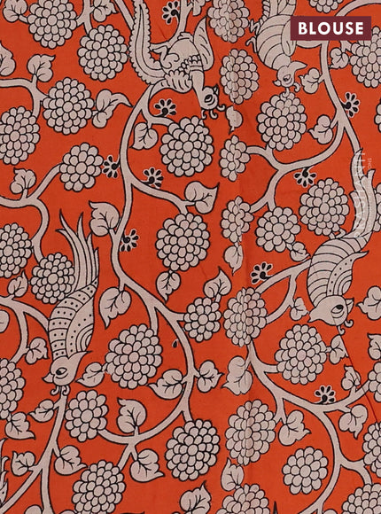Maroon & Orange Narayanpet Cotton - Kalamkari Blouse