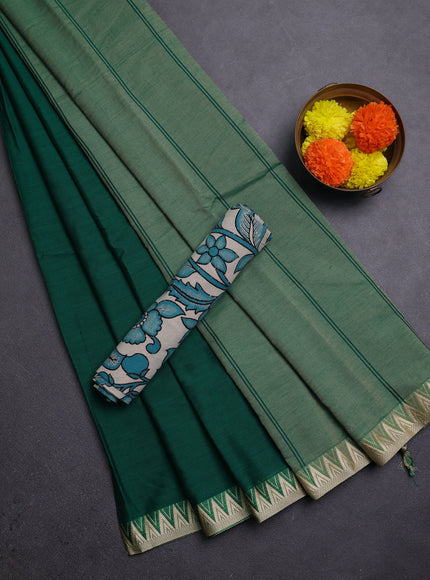 Green & Beige Narayanpet Cotton - Kalamkari Blouse