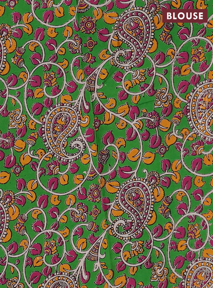 Peach Pink & Green Narayanpet Cotton - Kalamkari Blouse