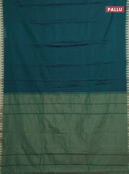 Peacock Green & Beige Narayanpet Cotton - Kalamkari Blouse