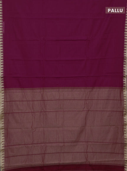 Magenta Pink & Beige Narayanpet Cotton - Kalamkari Blouse