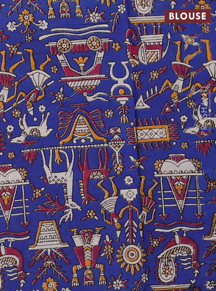 Sunset Orange & Royal Blue Narayanpet Cotton - Kalamkari Blouse