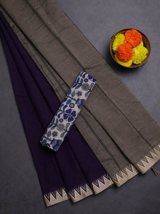 Violet & Beige Narayanpet Cotton - Kalamkari Blouse