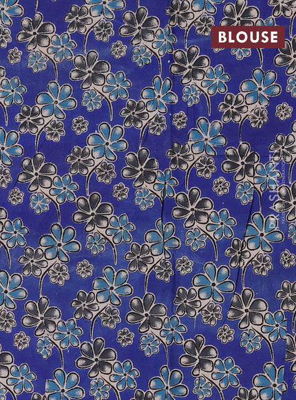 Peach Pink & Royal Blue Narayanpet Cotton - Kalamkari Blouse