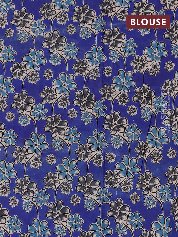 Peach Pink & Royal Blue Narayanpet Cotton - Kalamkari Blouse