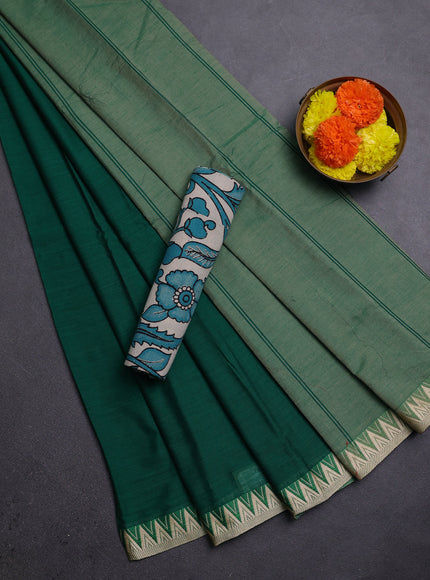 Green & Beige Narayanpet Cotton - Kalamkari Blouse