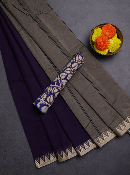 Violet & Royal Blue Narayanpet Cotton - Kalamkari Blouse