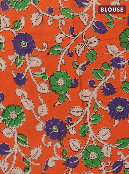 Peacock Green & Orange Narayanpet Cotton - Kalamkari Blouse
