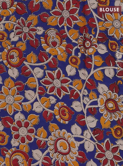 Maroon & Royal Blue Narayanpet Cotton - Kalamkari Blouse