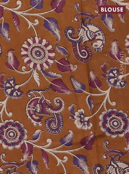 Sunset Orange & Brown Narayanpet Cotton - Kalamkari Blouse