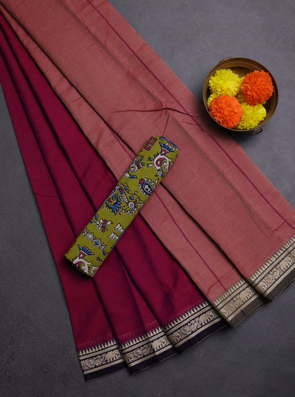 Magenta Pink & Mehendi Green Narayanpet Cotton - Kalamkari Blouse