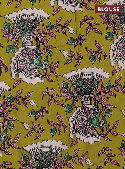 Coffee Brown & Mehendi Green Narayanpet Cotton - Kalamkari Blouse