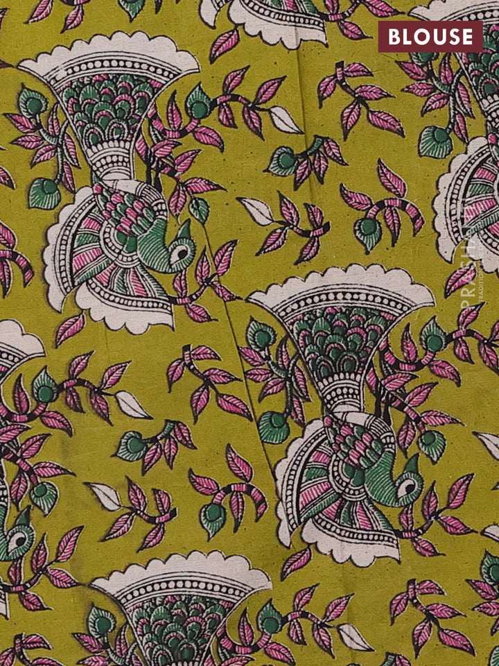 Coffee Brown & Mehendi Green Narayanpet Cotton - Kalamkari Blouse