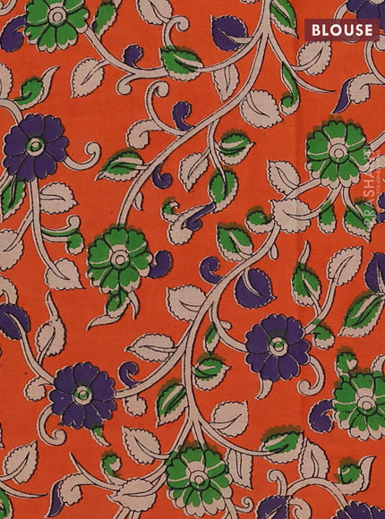 Green & Orange Narayanpet Cotton - Kalamkari Blouse