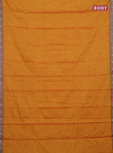Mustard Yellow & Brown Narayanpet Cotton - Kalamkari Blouse
