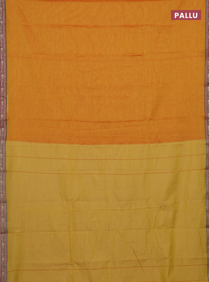 Mustard Yellow & Brown Narayanpet Cotton - Kalamkari Blouse