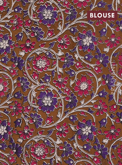Mustard Yellow & Brown Narayanpet Cotton - Kalamkari Blouse