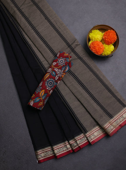 Black & Maroon Narayanpet Cotton - Kalamkari Blouse