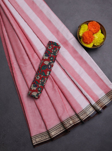 Peach & Red Narayanpet Cotton - Kalamkari Blouse