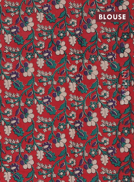 Peach & Red Narayanpet Cotton - Kalamkari Blouse