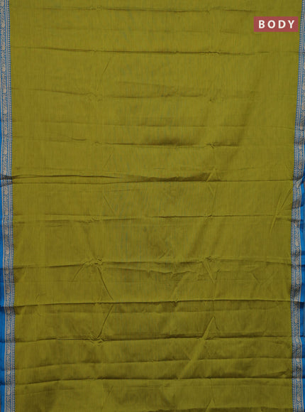 Lime Green & Blue Narayanpet Cotton - Kalamkari Blouse