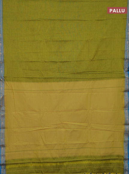 Lime Green & Blue Narayanpet Cotton - Kalamkari Blouse
