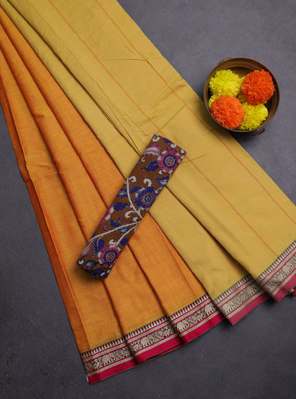 Yellow & Brown Narayanpet Cotton - Kalamkari Blouse