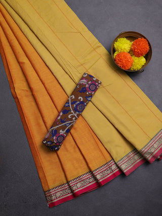 Yellow & Brown Narayanpet Cotton - Kalamkari Blouse